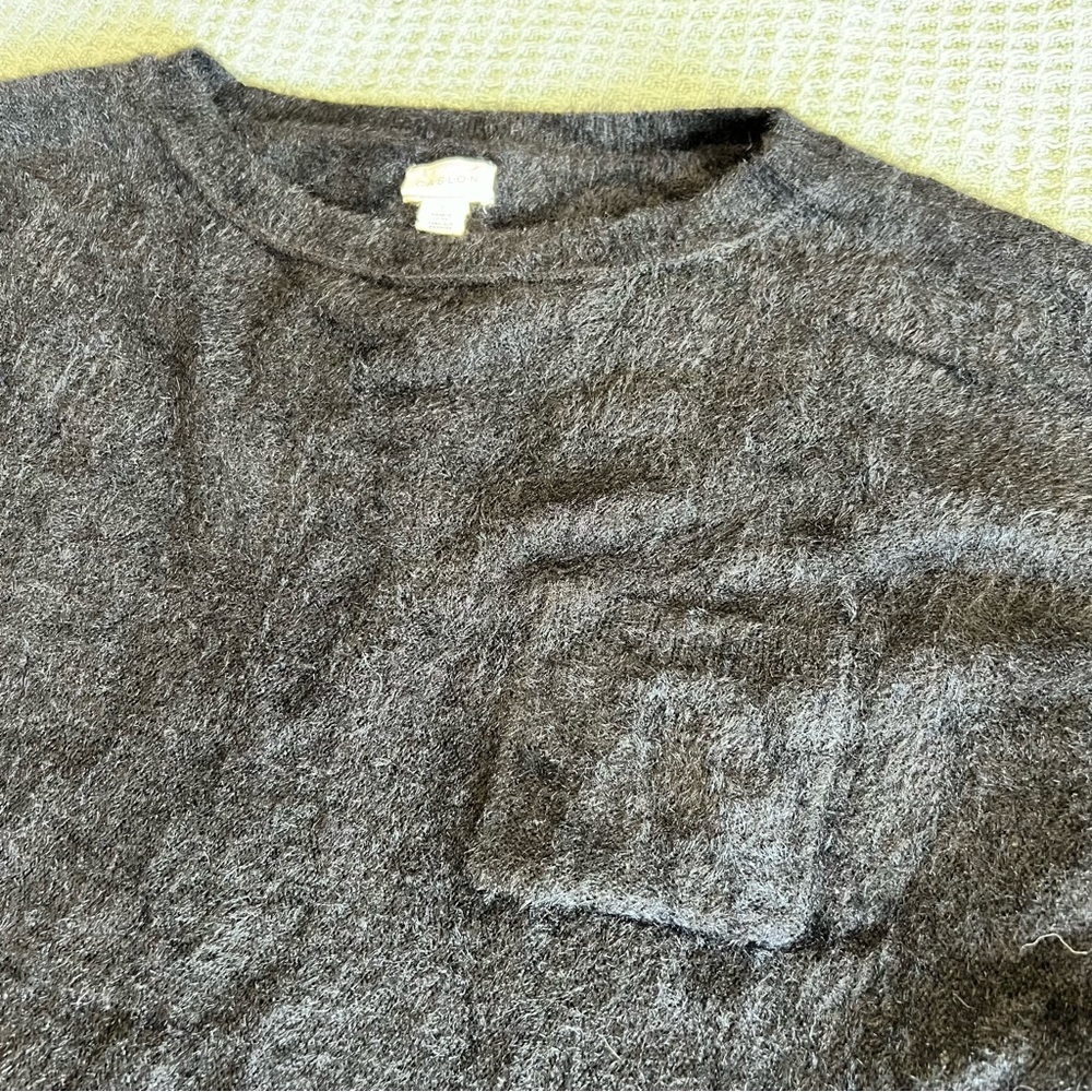 Caslon Nordstrom Black Sweater Womens L Large Batwing Sleeve Fuzzy Soft Boxy Fit